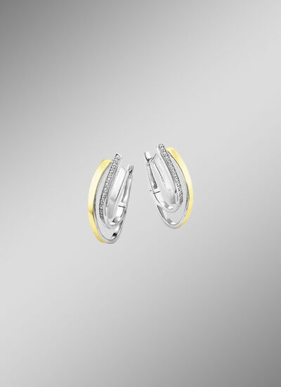 Creolen in twee kleuren met synthetische zirkonia 