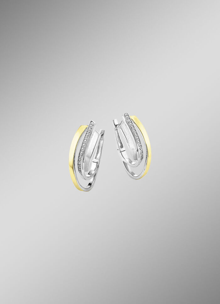 Creolen in twee kleuren met synthetische zirkonia 