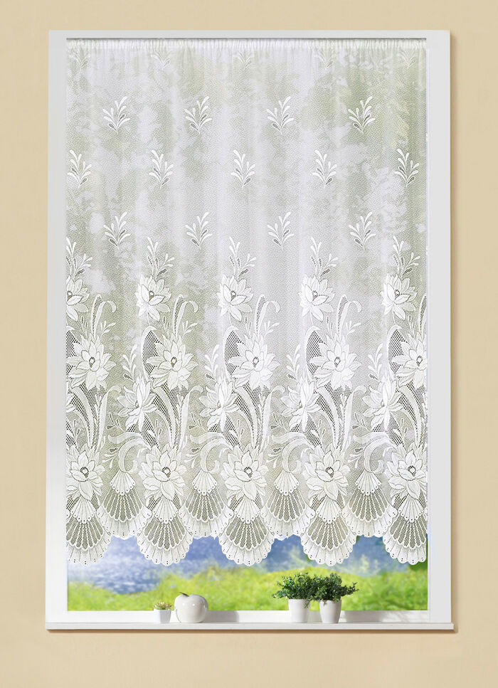 Bloemenvitrage met automatische plooiband 1:3 