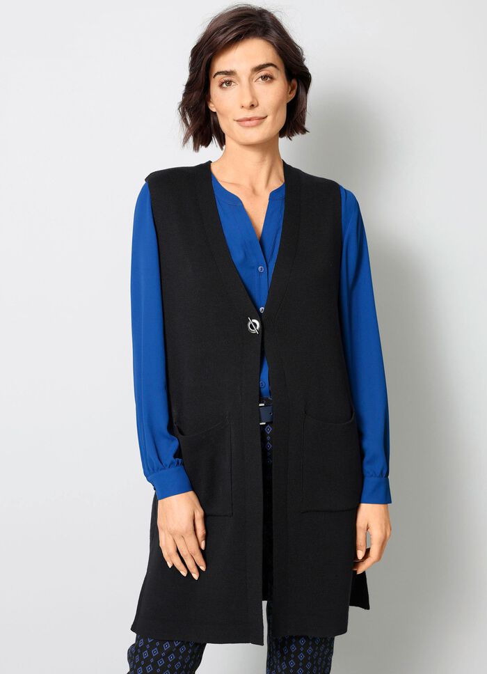 Gebreid vest met decoratieve sluiting ZWART