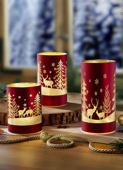 Lantaarn, set van 3, gemaakt van glas 