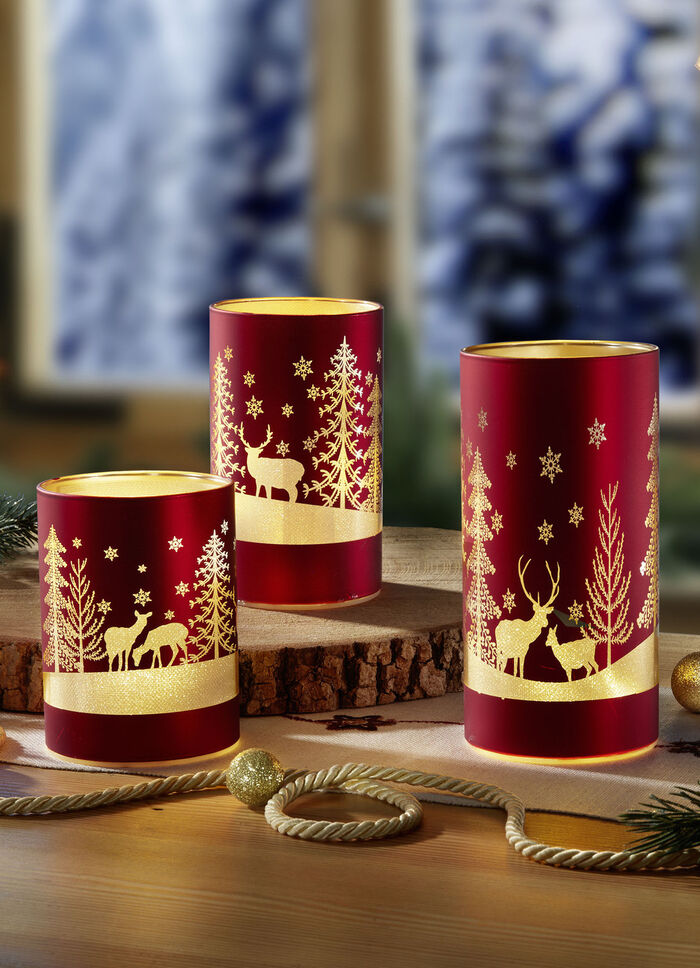 Lantaarn, set van 3, gemaakt van glas 