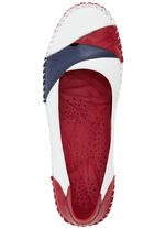 Gemini, klassieke damespantoffels, breedte G, met uitneembaar voetbed WIT-ROOD-MARINEBLAUW