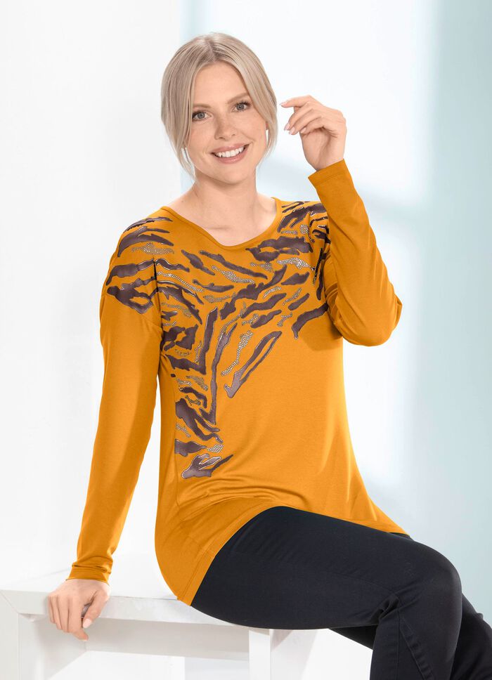 Shirt met contrastprint in 3 kleuren 