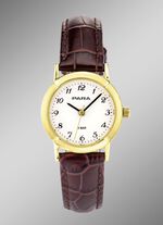 Para kwarts dameshorloge met leren band 