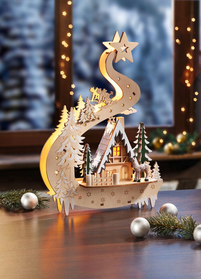 Verlichte houten decoratie 