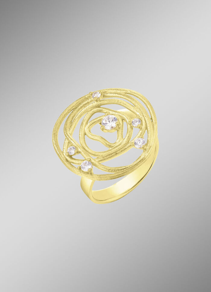 Matte damesring met zirkonia 