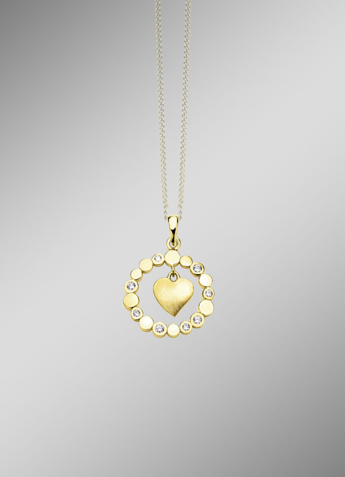 Hanger met lief hartje en zirkonia 