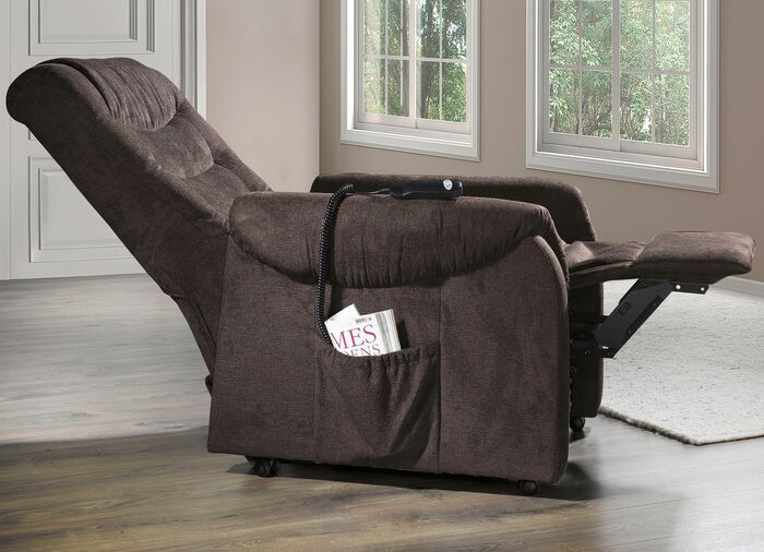 TV-fauteuil met wielen en veerkern DONKERBRUIN