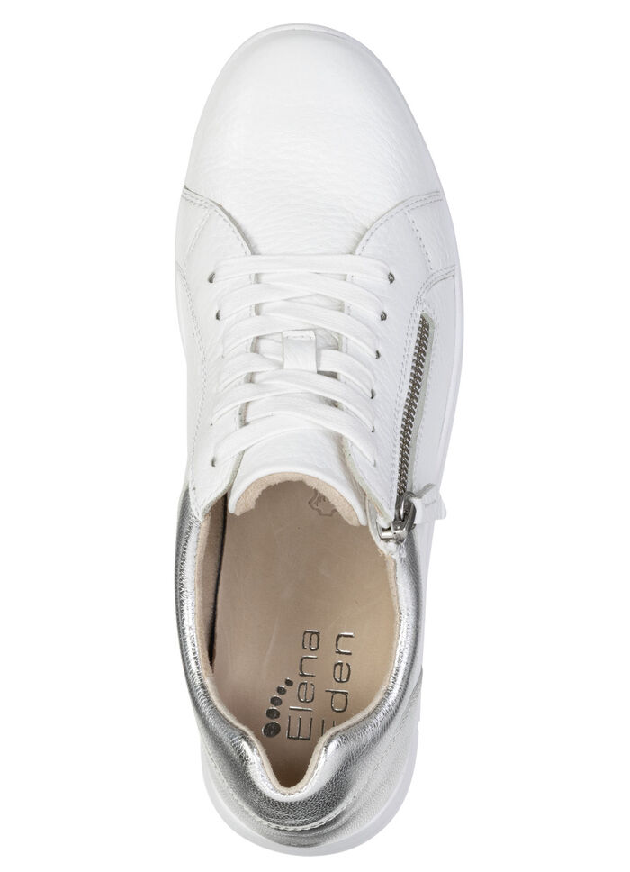 ELENA EDEN, comfortabele damessneakers, breedte G, met uitneembaar voetbed WIT-ZILVER