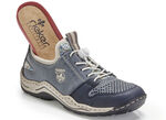 Rieker, sportieve damessneakers, met uitneembaar voetbed JEANSBLAUW/BEIGE