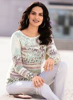 Trui met kasjmier MINT-ECRU-VEELKLEURIG