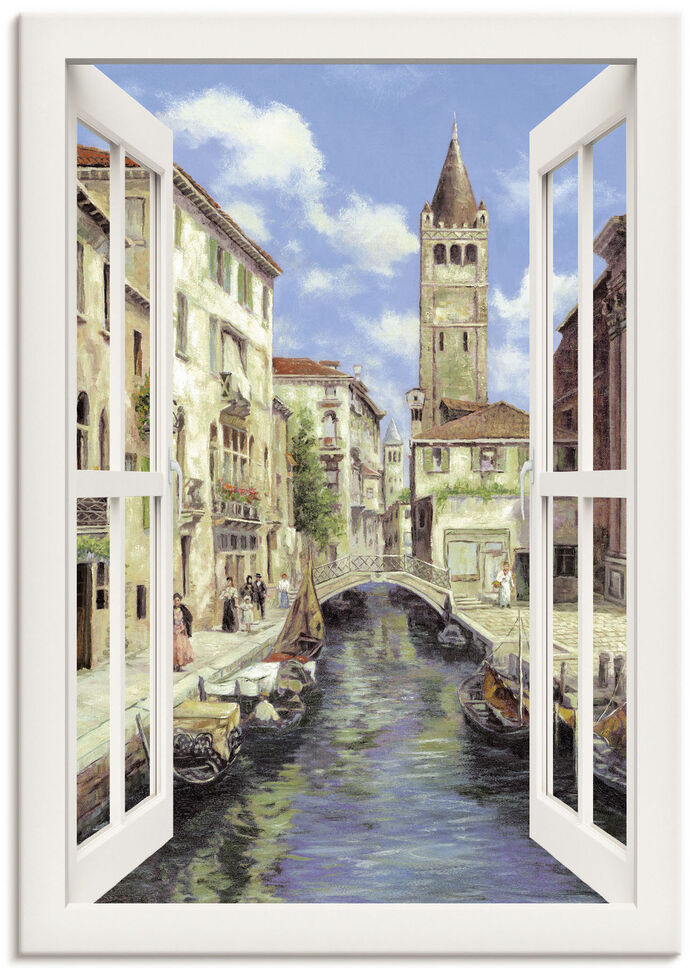 Hoogwaardig canvas schilderij Venetië – met wit venster 