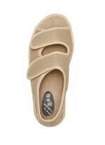 Comfortabele damessandalen, breedte H, gemaakt van gevoerd textielmateriaal BEIGE