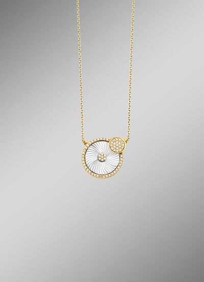 Tweekleurige zonnestralenketting met ankerketting 