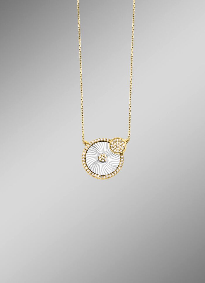 Tweekleurige zonnestralenketting met ankerketting 