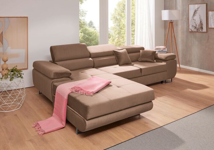 Functioneel gestoffeerd meubilair met verstelbare hoofdsteunen LICHTBRUIN