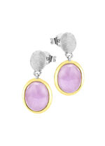 Bicolor oorbellen met melkachtige kunziet 