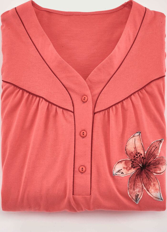 Set van twee nachthemden, kuitlengte met knoopsluiting 