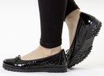 ELENA EDEN, elegante damesballerina's, breedte G, met elastische band ZWART