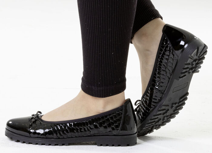 ELENA EDEN, elegante damesballerina's, breedte G, met elastische band ZWART