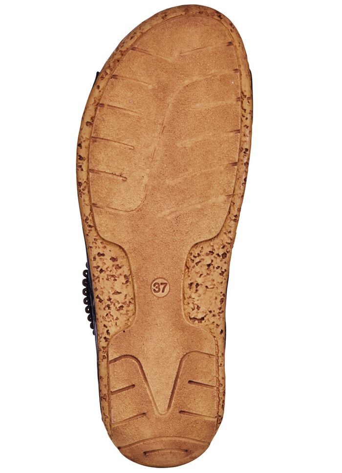 Gemini, comfortabele damesmuiltjes, breedte G, met klittenbandsluiting ZWART-COGNAC