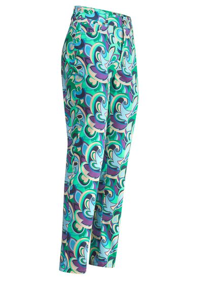 Enkellange broek met felgekleurde inkjetprint 