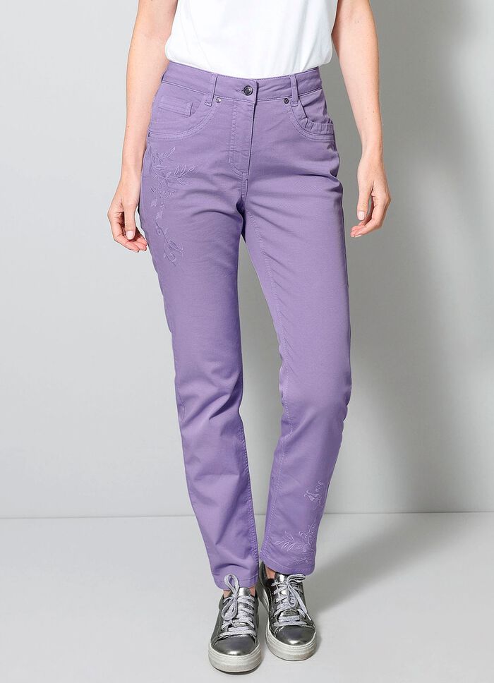 Broek met bloemenborduursel 