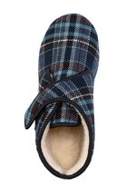 Enkellaarsjes van geruit textielmateriaal BLAUW