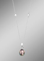 Hanger met Tahitiaanse kweekparel en synthetische zirkonia 