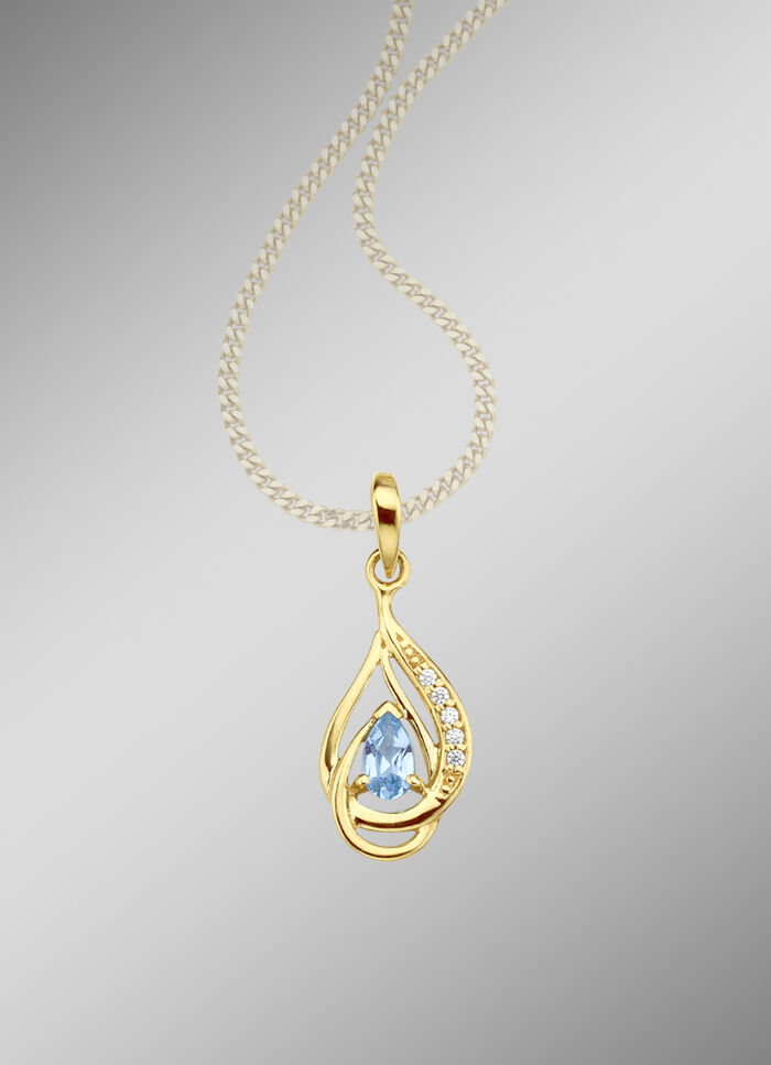 Hanger met echte blauwe topaas en kunststof. zirkonia 