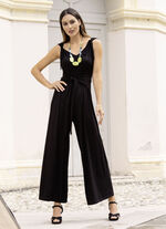 Jumpsuit met aangehechte tailleband in 3 kleuren ZWART