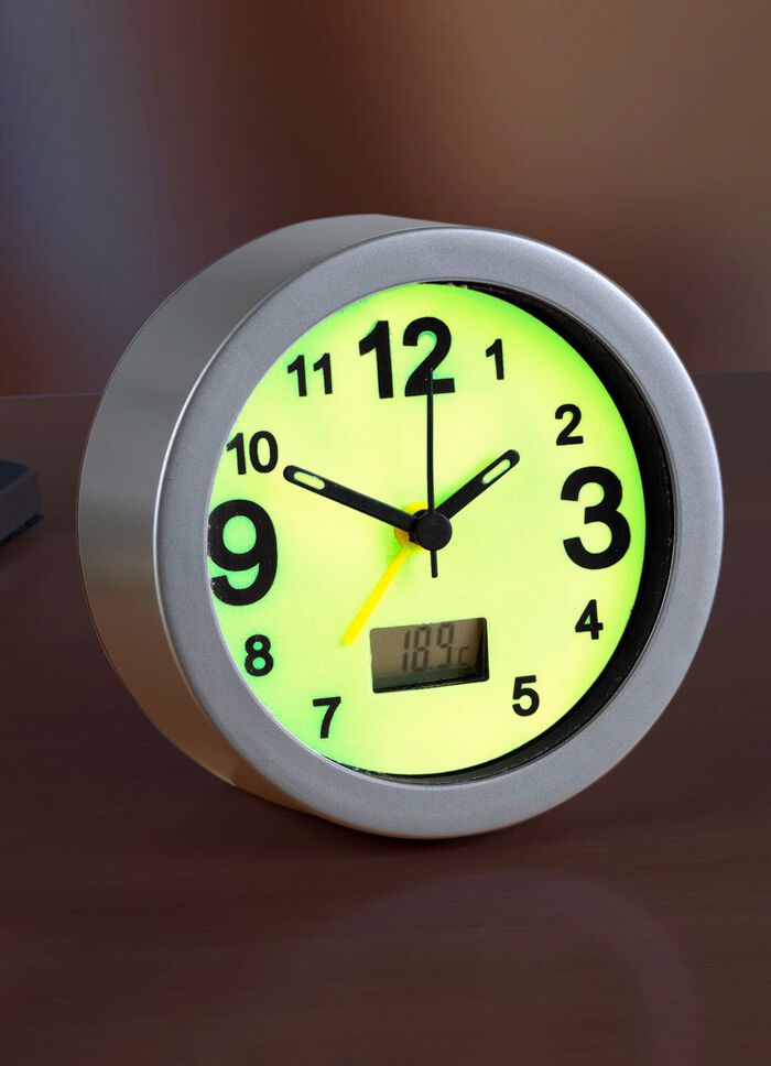 Lichtgevende wekker met digitale weergave van de kamertemperatuur 