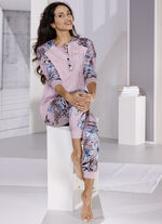 Pyjama met manchetten en lange mouwen MAUVE-KLEURIG