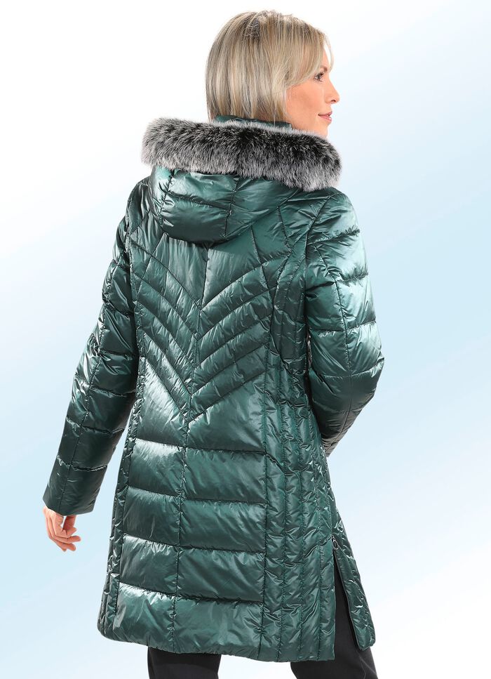 Korte jas met verticale quilt FLESSENGROEN