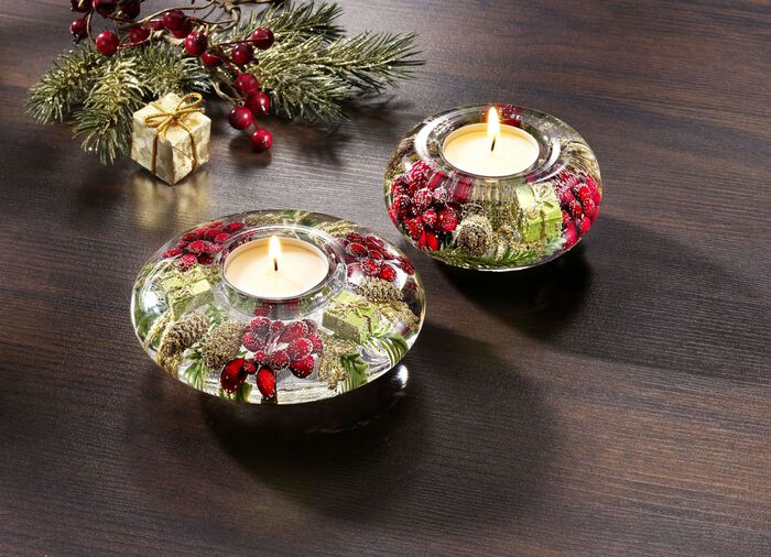 Theelichthouder van mondgeblazen glas GROENTE