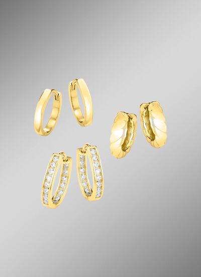 Sieradenset, 3-delig, bestaande uit 3 paar creolen 