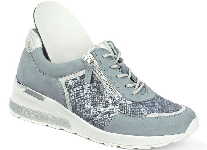 Waldl&auml;ufer, comfortabele dames veterschoenen, breedte H, met uitneembaar voetbed BLAUW MATZILVER