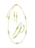 Sieradenset, 3-delig, van messing met kristalstenen 