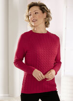 Gebreide kabeltrui ROOD
