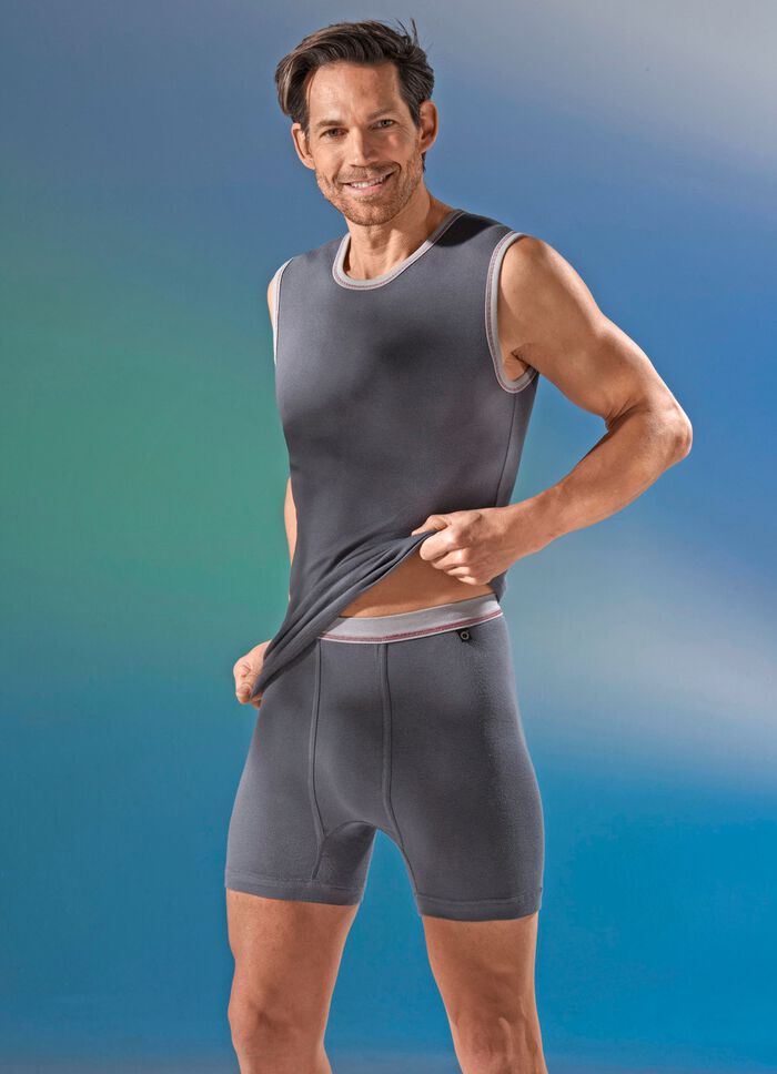 Pfeilring, driepack spiershirts gemaakt van fijne rib, grafiet 