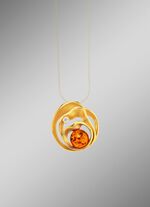 Spannende hanger met barnsteen en synthetische zirkonia 