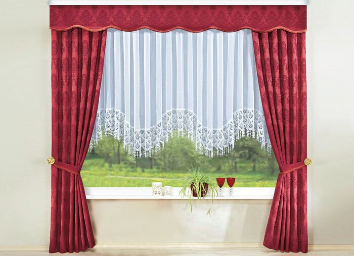 Jacquard bovengordijn met universele railtape 