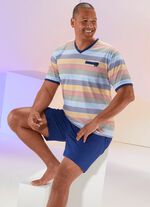 Shorty met V-hals en gestreept design 