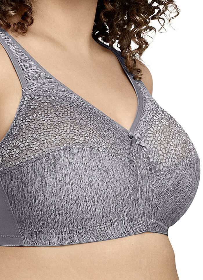 Glamorise steunbeha met elastische kant GRIJS GEM&Ecirc;LEERD
