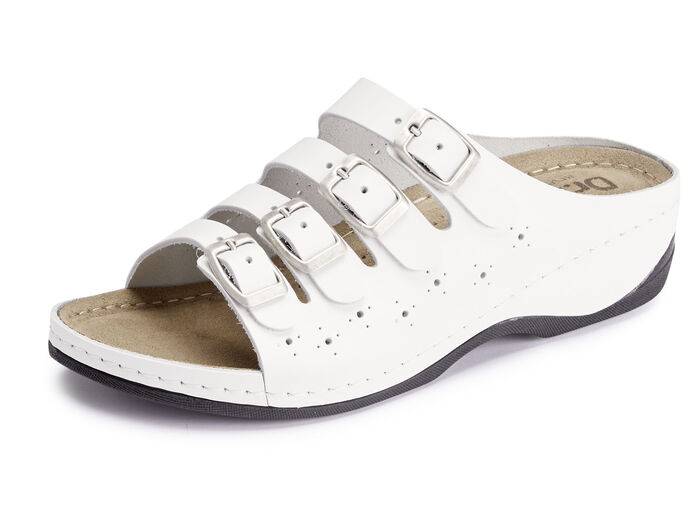 ELENA EDEN muiltjes van gedeeltelijk geperforeerd nappaleer WIT