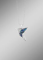 Betoverende kolibrie hanger met zirkonia en abalone parelmoer 
