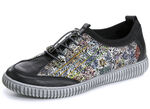Gemini sneakers gemaakt van deels gebloemd rundleer ZWART-MEERKLEURIG