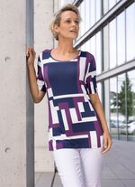 Shirt met een grafisch all-over dessin in 2 kleuren BERRY-NAVY-ECRU