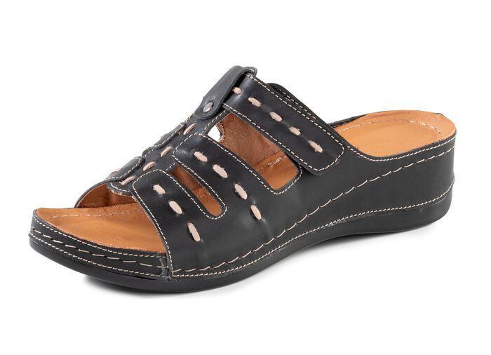 ELENA EDEN muiltjes van nappaleer met contrasterende details 